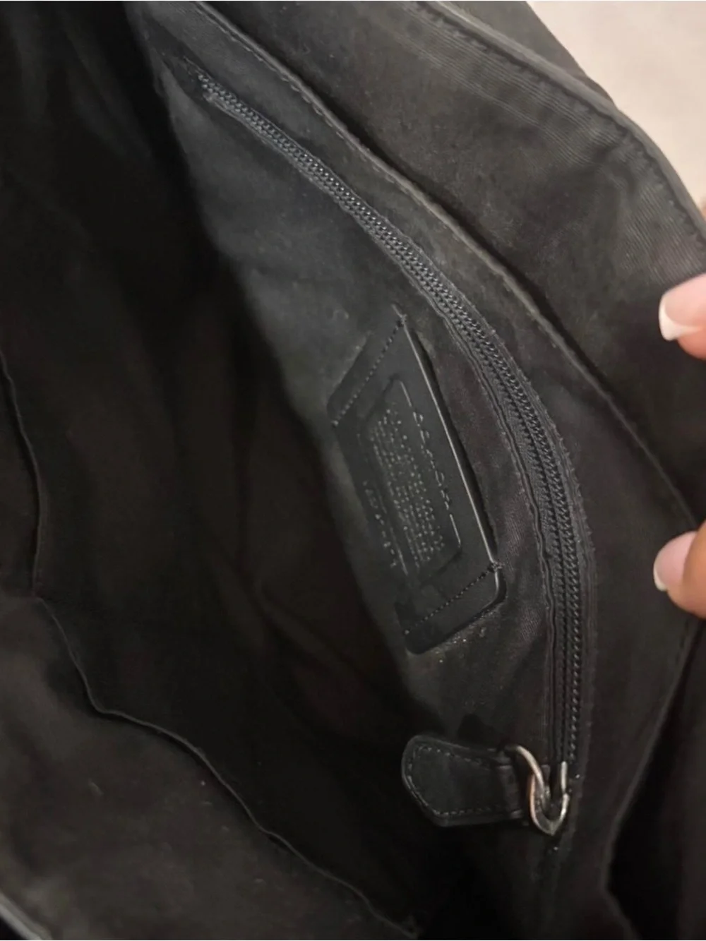 Coach Black Leather & Charcoal Signature Messenger Bag